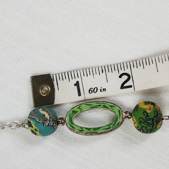 Beautiful Viva Beads Clay Handmade Large Chunky Bead Silver Tone Long Necklace - Picture 8 of 8